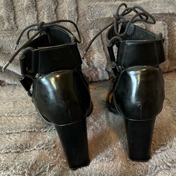 Loeffler Randall Black Pointed Lace-Up Women's Heels - Picture 3 of 8